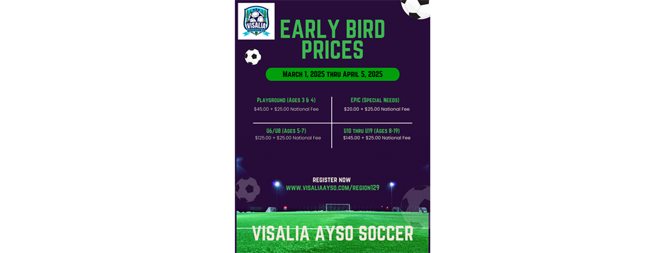 Early Bird Registration Prices